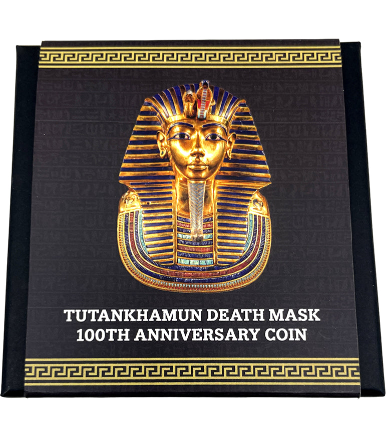 Solomon Islands 2025 50c Tutankhamun Death Mask 100th Anniversary Gold Plated Antiqued Shaped Coin