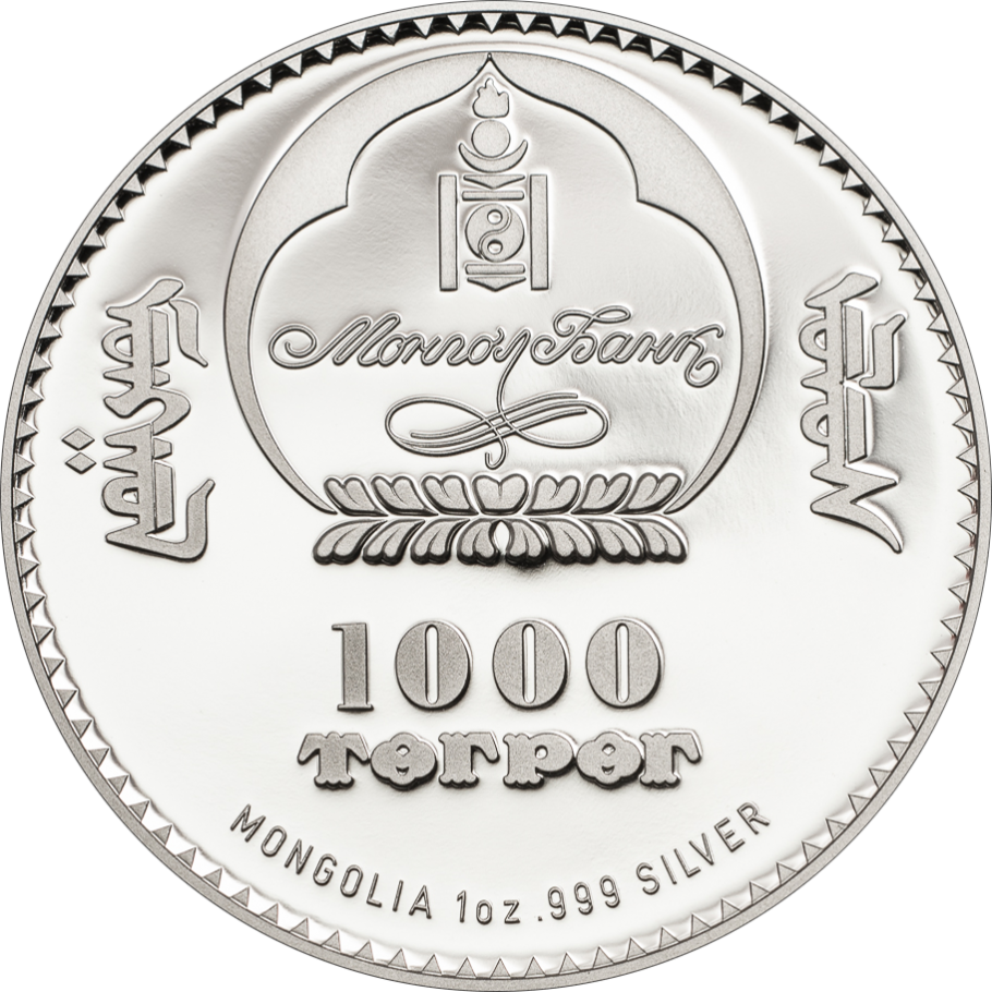 Mongolia 2014 1000 Togrog Revolutionaries Chinggis Khaan 1oz Silver Proof Coin