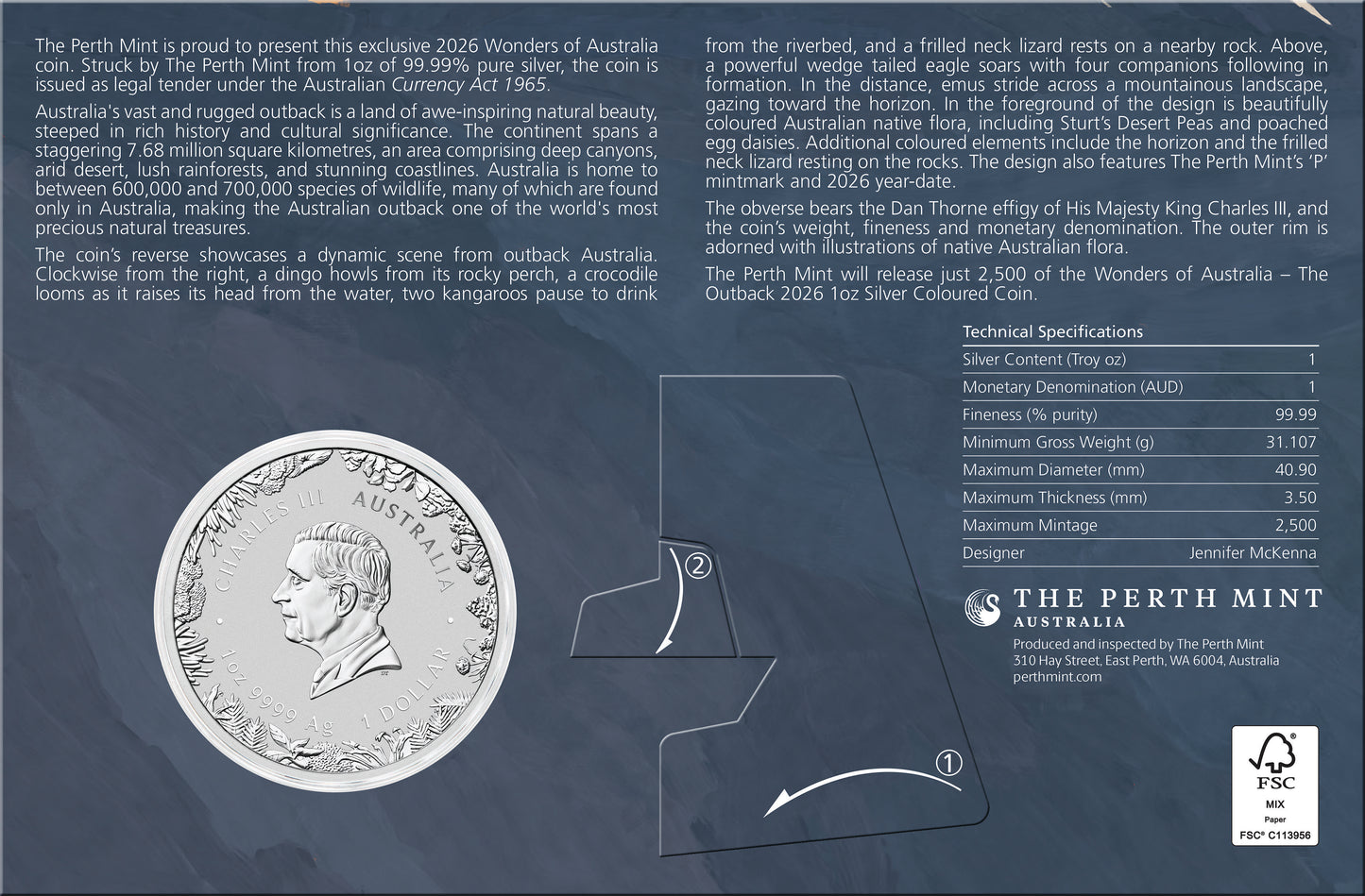 2026 $1 Wonders of Australia The Outback 1oz Silver Coloured Coin