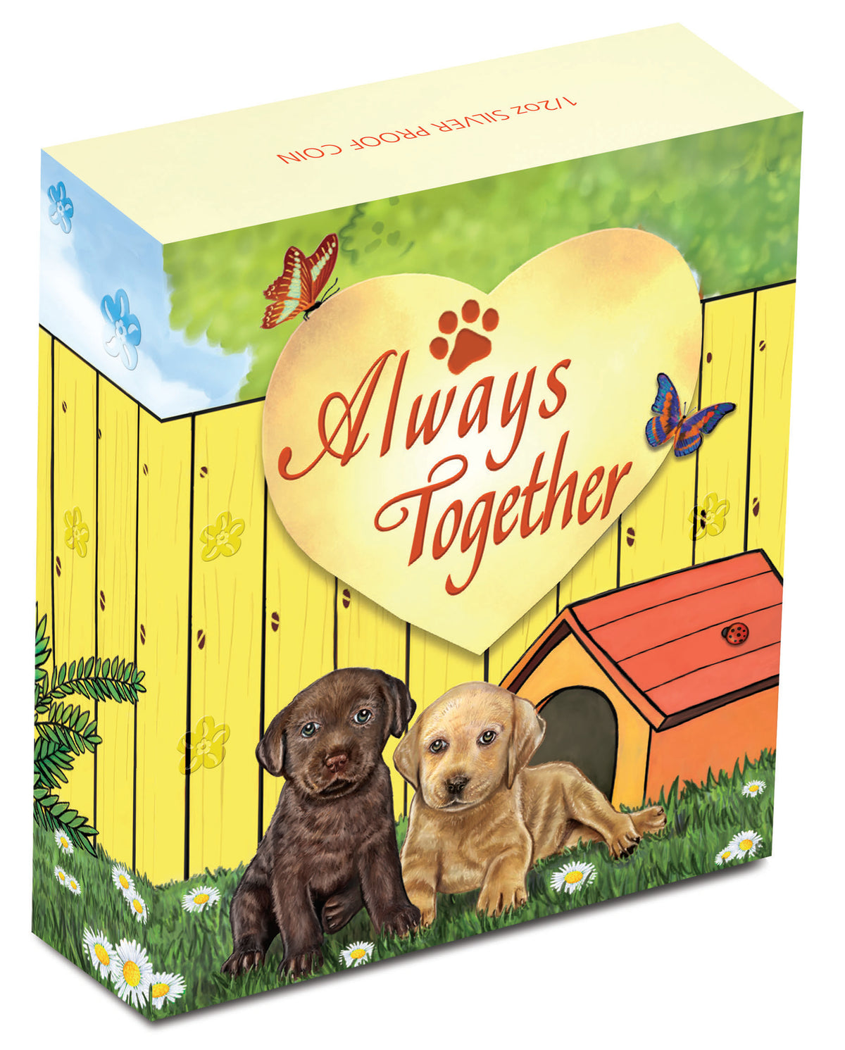 Tuvalu 2016 50c Always Together Puppies 1/2oz Silver Coloured Proof Coin
