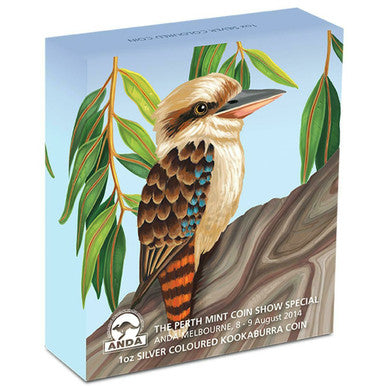2014 $1 ANDA Melbourne Coin Show Kookaburra 1oz Silver Coloured Proof Coin