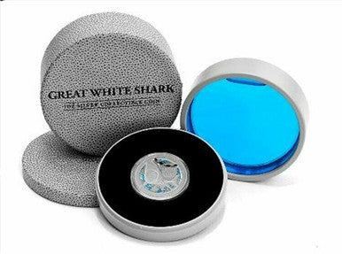Niue 2012 $2 Ocean Predators Great White Shark 1oz Silver Coloured Proof Coin