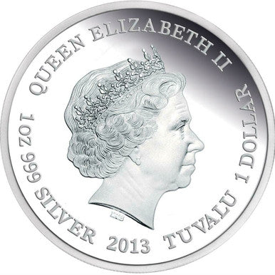 Tuvalu 2013 $1 Australia's Remarkable Reptile Frilled Neck Lizard 1oz Silver Coloured Proof Coin