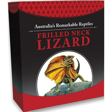 Tuvalu 2013 $1 Australia's Remarkable Reptile Frilled Neck Lizard 1oz Silver Coloured Proof Coin