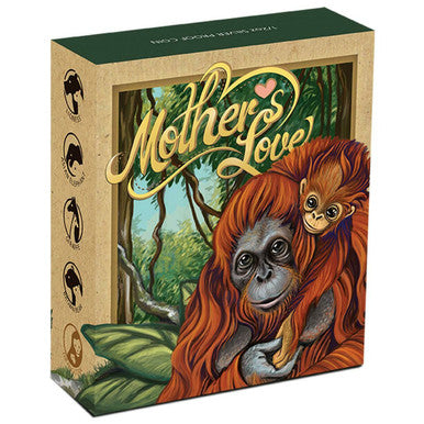 Tuvalu 2014 50c Mother's Love Orangutan 1/2oz Silver Coloured Proof Coin