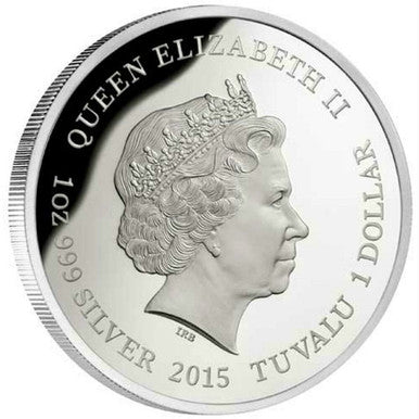 Tuvalu 2015 $1 Australia's Remarkable Reptile Blue Tongue Lizard 1oz Silver Coloured Proof Coin