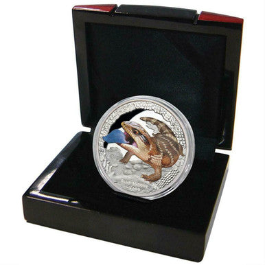 Tuvalu 2015 $1 Australia's Remarkable Reptile Blue Tongue Lizard 1oz Silver Coloured Proof Coin