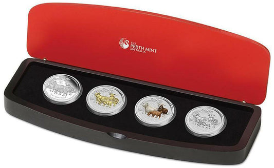2015 $1 Lunar Year of The Goat 1oz Silver 4 Coin Set