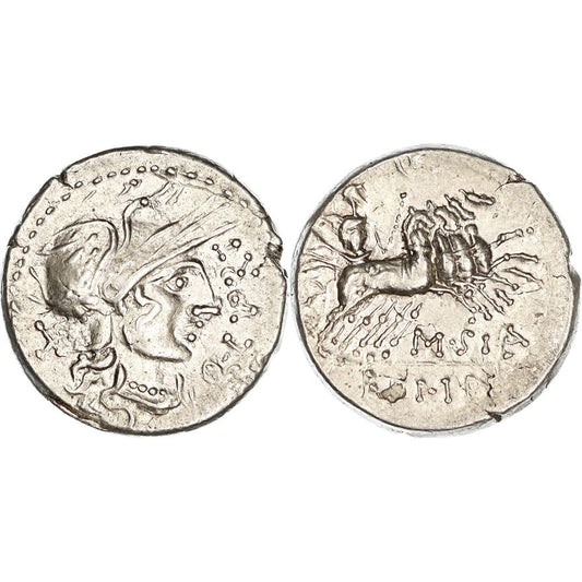 Roman Republic, Q. Curtius & M. Iunius Silanus, Silver Denarius, 116-115 BC, VF