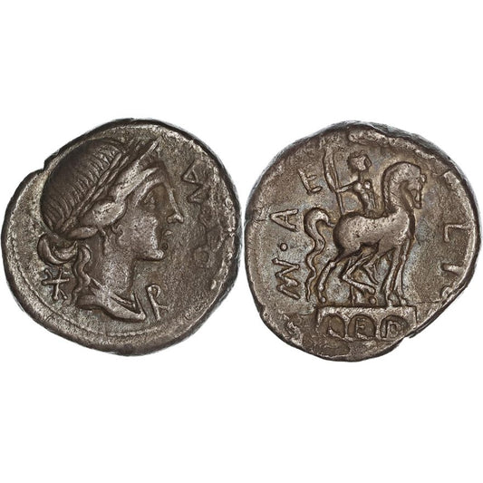 Roman Republic, Mn. Aemilius M.f. Lepidus, Silver Denarius, 114-113 BC, VF