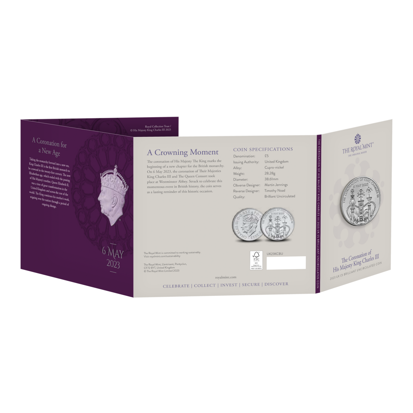 UK 2023 £5 The Coronation of His Majesty King Charles III Uncirculated Coin