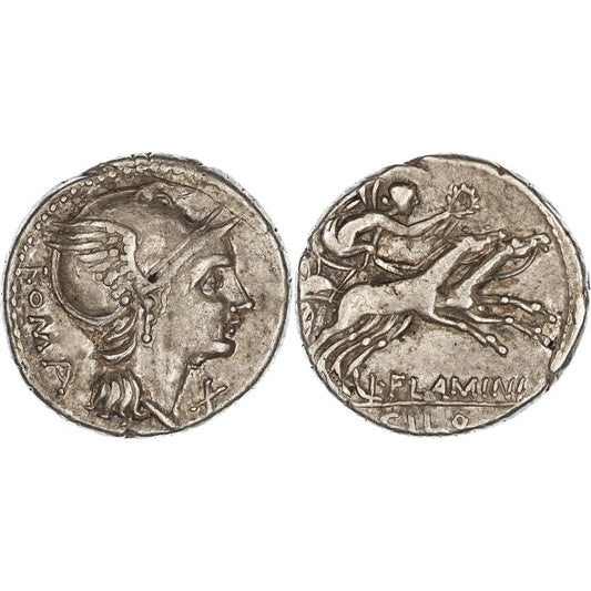 Roman Republic, L. Flaminius Chilo, Silver Denarius, 109-108 BC, nVF
