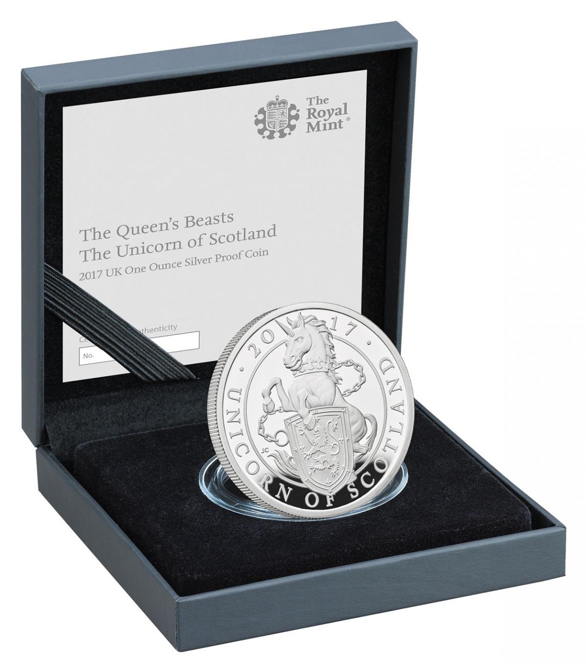 UK 2017 £2 The Queen's Beasts The Unicorn of Scotland 1oz Silver Proof Coin