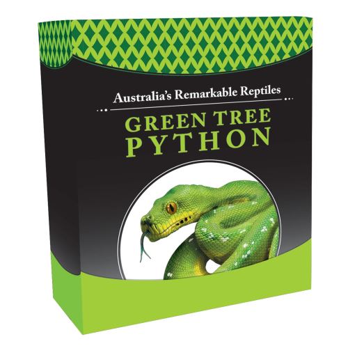 Tuvalu 2018 $1 Australia's Remarkable Reptile Green Tree Python 1oz Silver Coloured Proof Coin