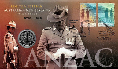 NZ 2015 50c Sydney Stamp Expo ANZAC Australia - New Zealand Joint Issue 4 PNC Set