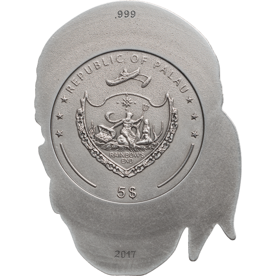 Palau 2017 $5 Pirate Skull 1oz Silver Antiqued Coin