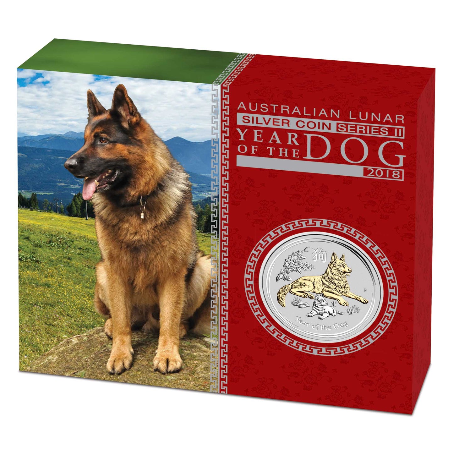 2018 $1 Lunar Year of The Dog 1oz Silver Gilded Coin