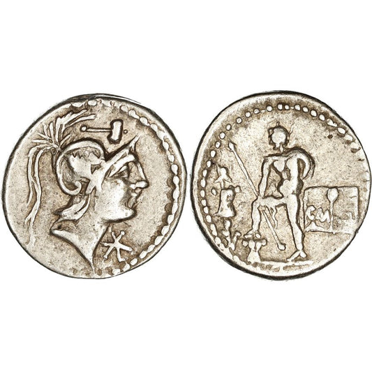 Roman Republic, C. Publicius Malleolus, Silver Denarius, 96 BC, gF