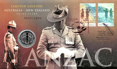 NZ 2015 50c Sydney Stamp Expo ANZAC Australia - New Zealand Joint Issue 4 PNC Set