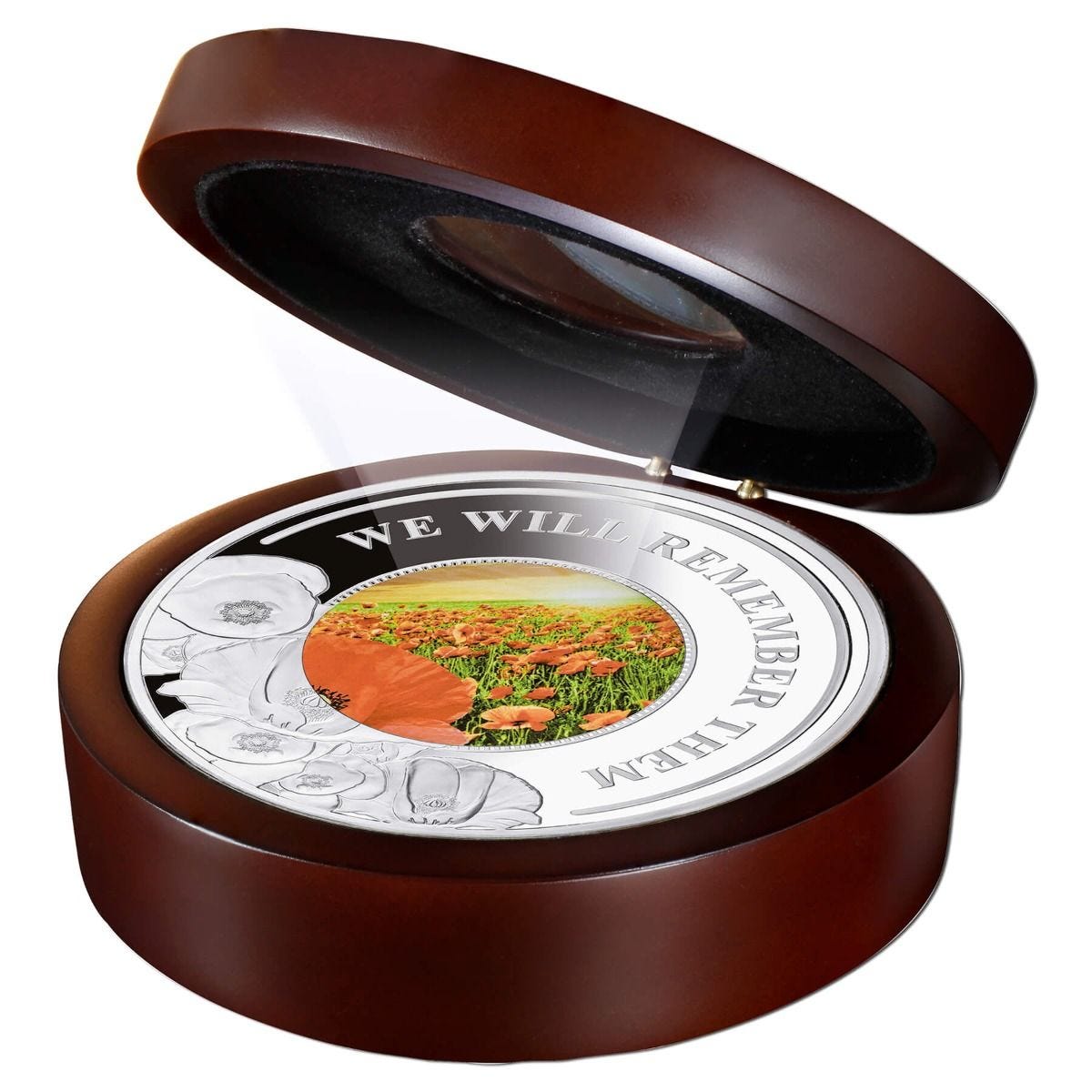 Solomon Islands 2019 $10 We Will Remember Them with Coloured Glass Inlay 5oz Silver Proof Coin