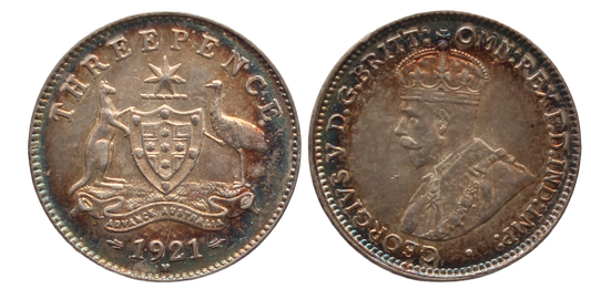 1921m Threepence gEF