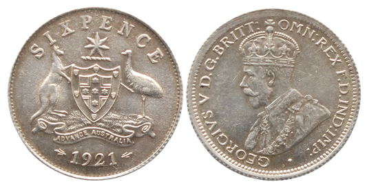 1921 Sixpence UNC