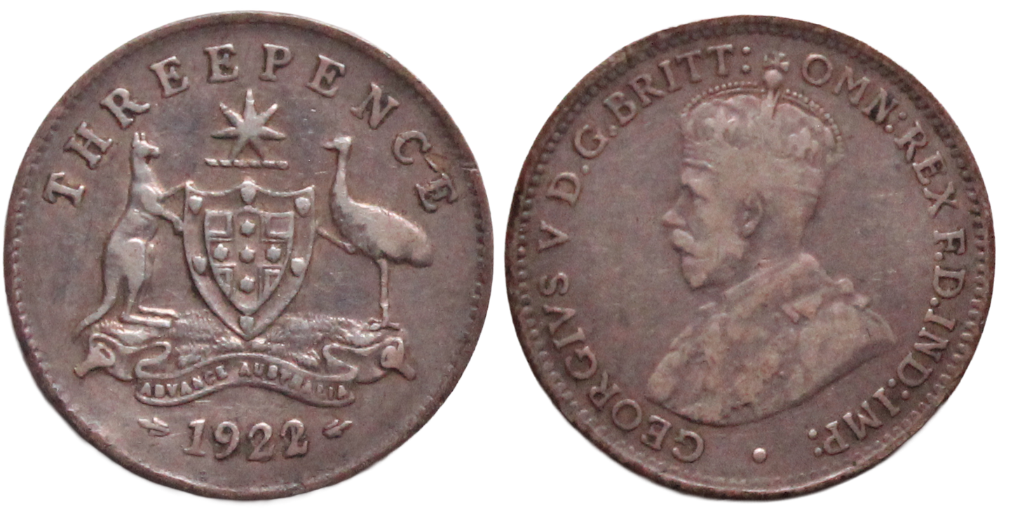 1922/21 Overdate Threepence Fine+