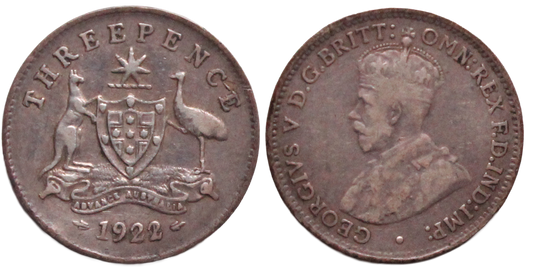 1922/21 Overdate Threepence Fine+