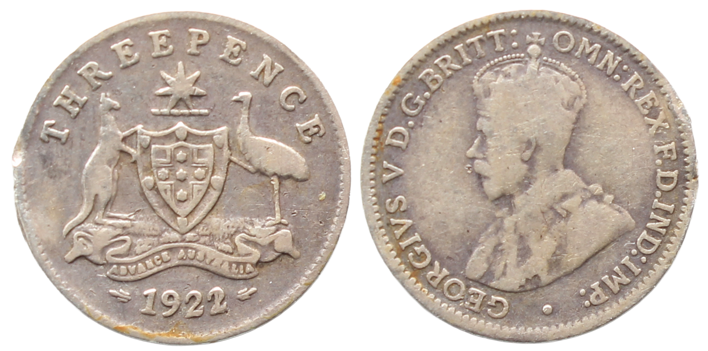 1922/21 Threepence Overdate VG