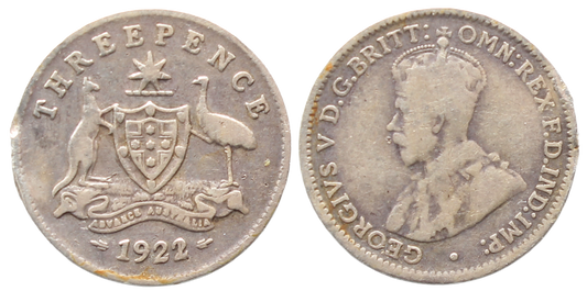 1922/21 Threepence Overdate VG