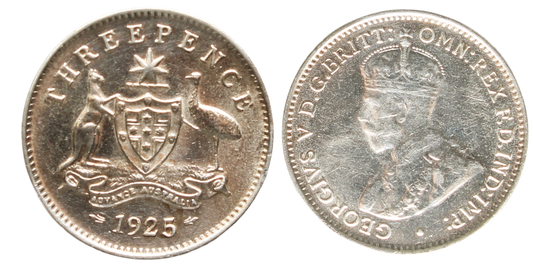 1925 Threepence UNC
