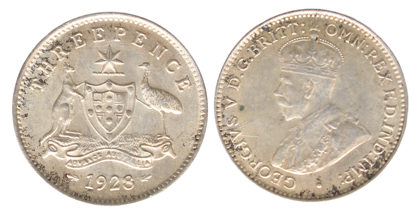 1928 Threepence UNC