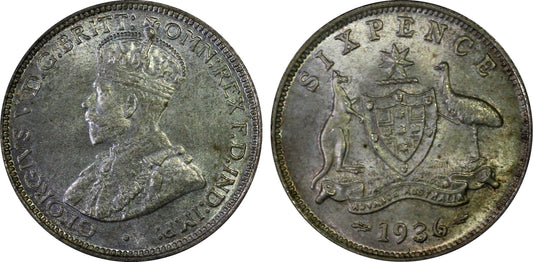 1936 Sixpence PCGS MS66