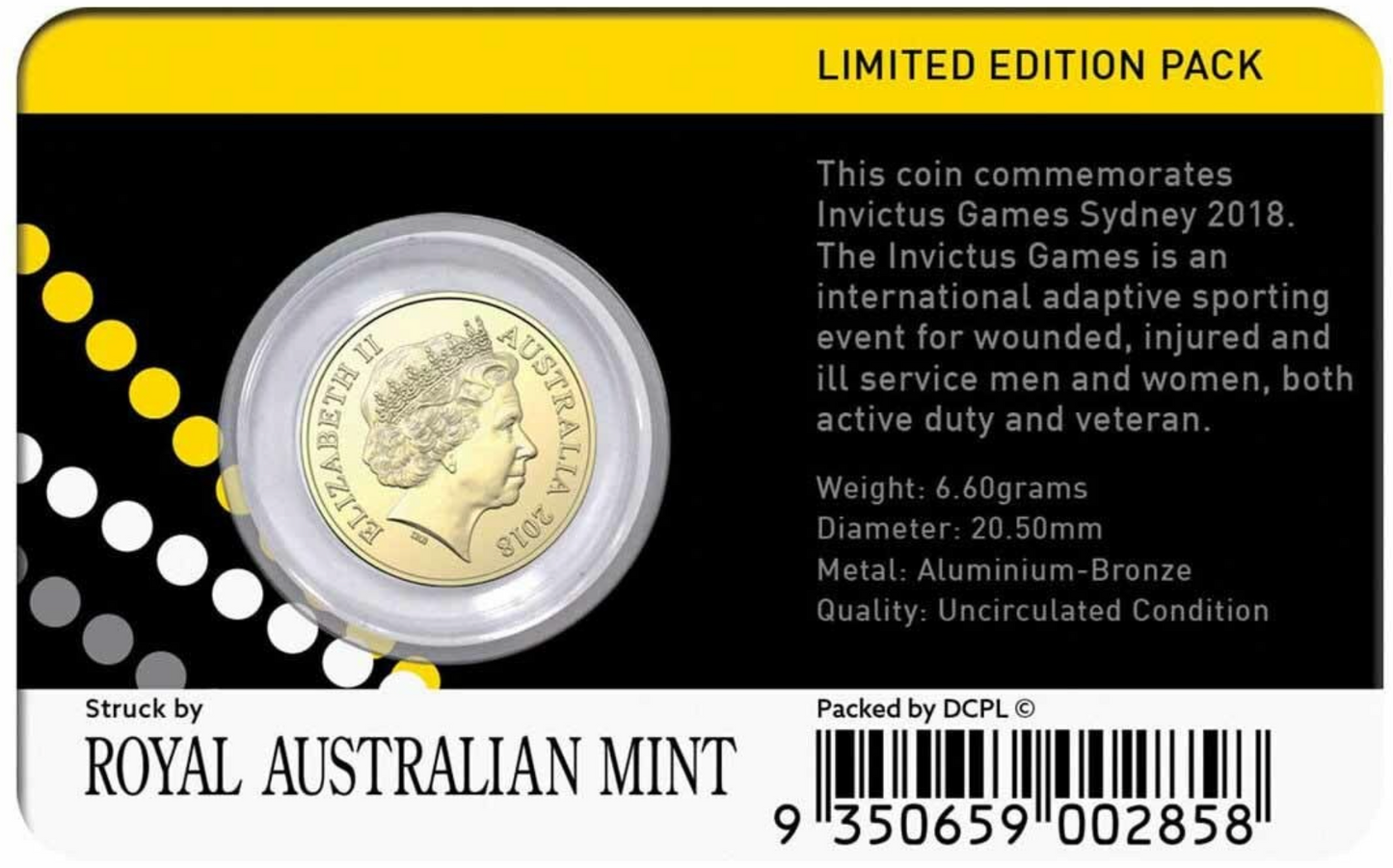 2018 $2 Invictus Games Sydney Uncirculated Coin