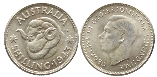 1943 Shilling UNC+