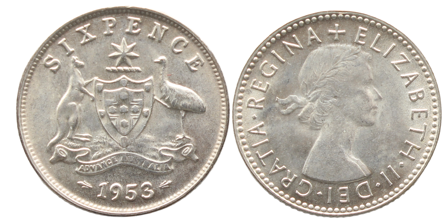 1953 Sixpence UNC