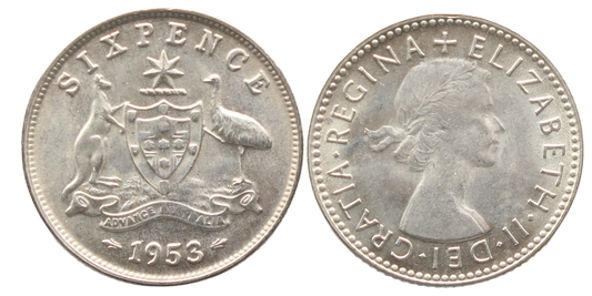 1953 Sixpence UNC