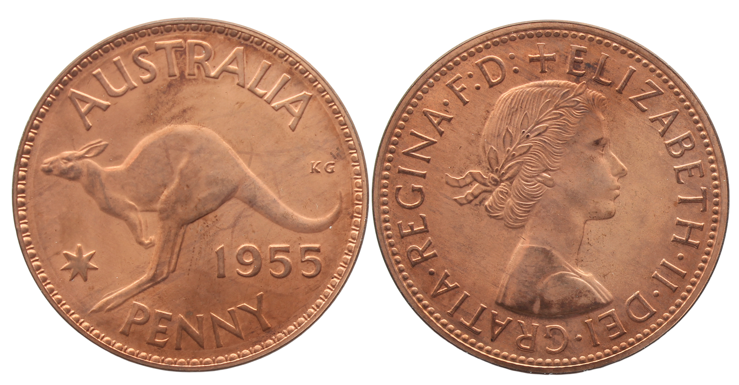 1955 Melbourne Proof Penny aFDC