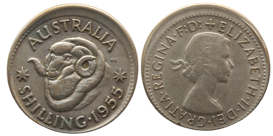 1955 Shilling Mis-Struck VF