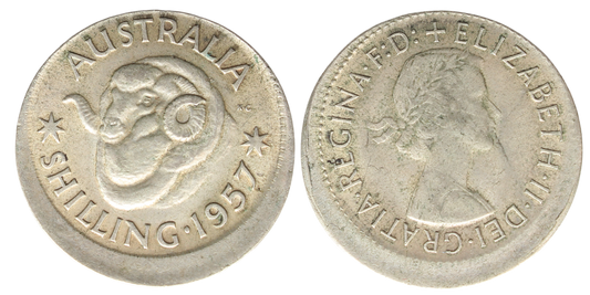 1957 Shilling Mis-Struck EF