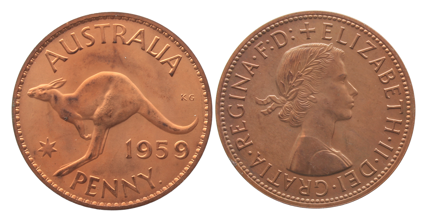1959 Perth Proof Penny FDC