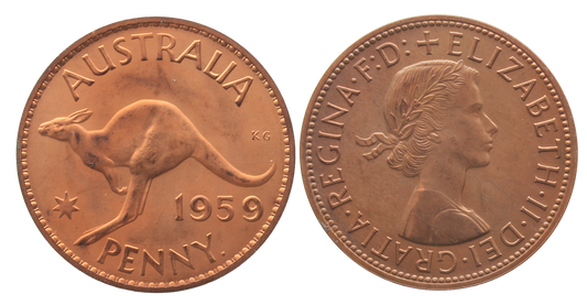 1959 Perth Proof Penny FDC
