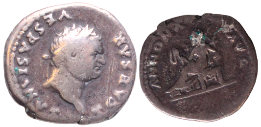 Roman Empire, Titus 77-78AD Silver Denarius Fine