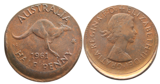 1961 Half Penny Mis-Struck gEF