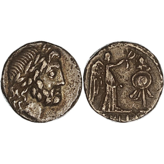 Roman Republic, Cn. Cornelius Cn.f. Lentulus Clodianus, Silver Quinarius, 88 BC, nVF