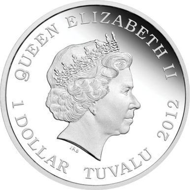 Tuvalu 2012 $1 Wildlife In Need Black Rhinoceros 1oz Silver Coloured Proof Coin
