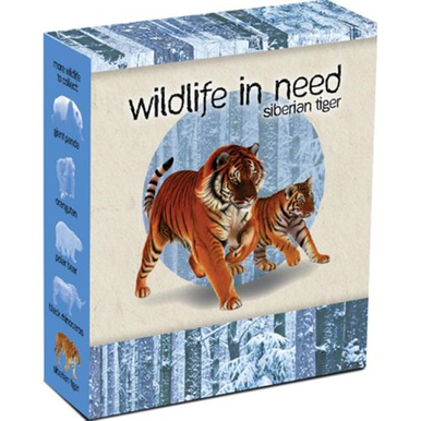 Tuvalu 2012 $1 Wildlife In Need Siberian Tiger 1oz Silver Coloured Proof Coin