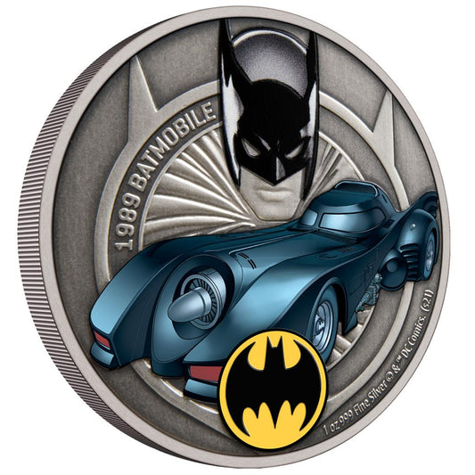 Niue 2021 $2 Batman 1989 Batmobile 1oz Silver Coloured Antiqued Coin