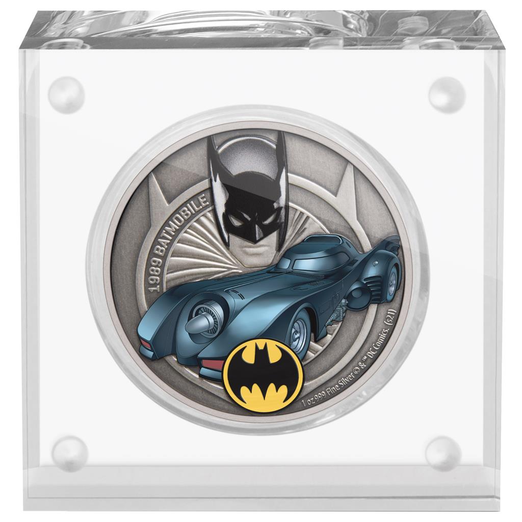 Niue 2021 $2 Batman 1989 Batmobile 1oz Silver Coloured Antiqued Coin