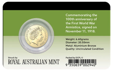 2018 $2 Remembrance Day Armistice Coloured UNC Coin